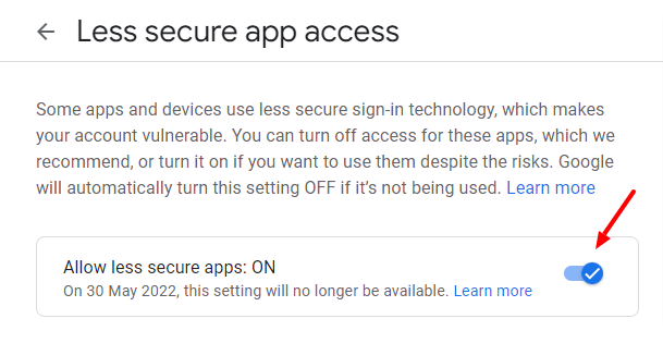 Less secure app access