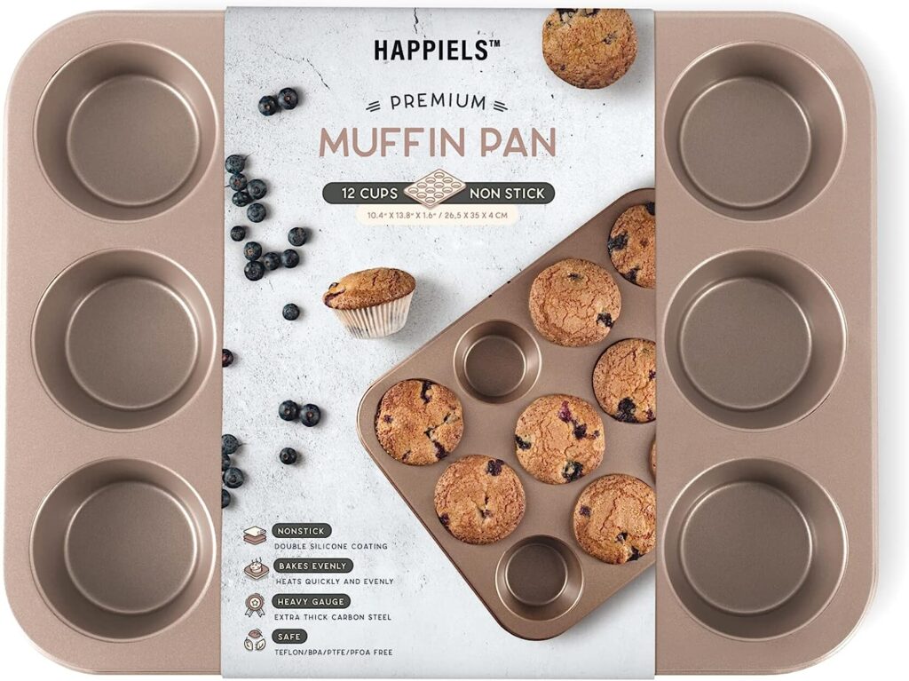 HAPPIELS Non Toxic Nonstick 12 Cup Muffin Pan