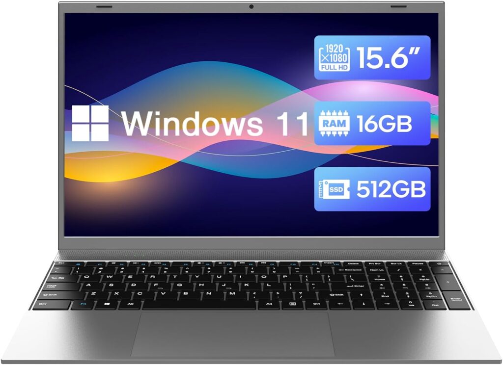 WIPEMIK Laptop Computer, 16GB RAM Laptop 512GB SSD, Intel Quad-Core N4120 Processor