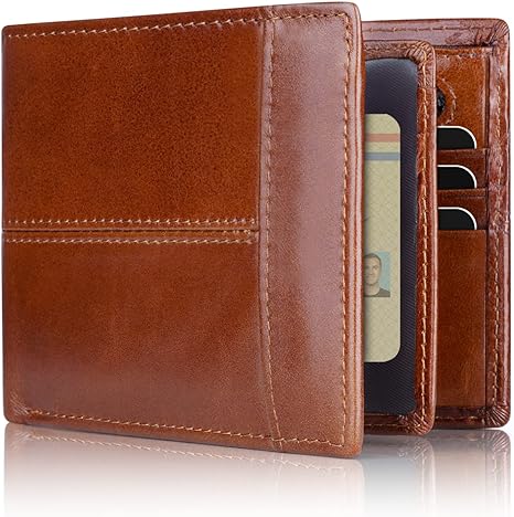 Swallowmall Mens Wallet RFID Genuine Leather Bifold Wallets For Men